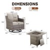 Belord Swivel Rocker Patio Wicker Chairs, Outdoor Swivel Rocker Chair Set of 4 with Propane Firepit Table, High Back Gray Wicker Patio Furniture Set - 3 of 4