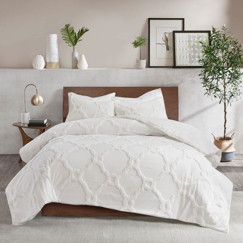  Leena Cotton Chenille Geometric Comforter Set, 4 of 11