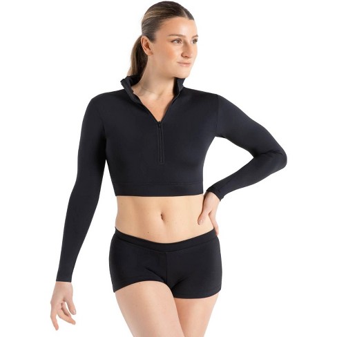 Women's Cropped Workout Jacket Front Zip Stretchy Fitted Long Sleeve Crop  Top Activewear Black Small : : Clothing, Shoes & Accessories