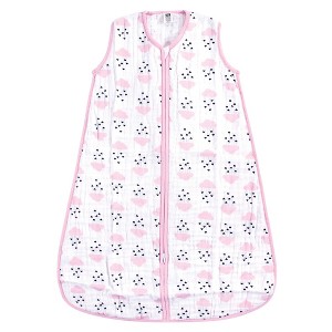 Hudson Baby Infant Girls Muslin Cotton Sleeveless Wearable Sleeping Bag, Sack, Blanket, Clouds And Hearts - 1 of 1