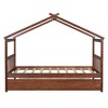 CAVINAS Twin Size Bed Frame, Wooden House Bed with Pull-Out Trundle, House-Shaped Bed for Kids, Teens, Girls, Boys - 2 of 4