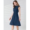 Allegra K Women's Cotton Ruffled Cap Sleeve Tie Waist Button Casual Office Shirt Dress - 2 of 4