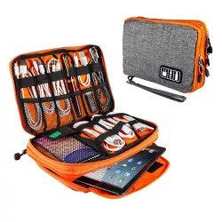Insten Travel Electronic Case Organizer for Phone Accessories, Cable, Charger, USB Drive, SD Card (Orange and Gray)