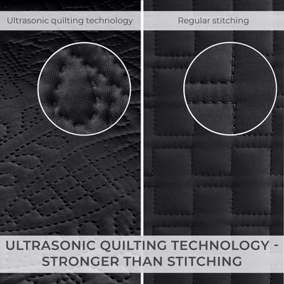 Black Twin/Twin-XL Microfiber Quilted Coverlet Set