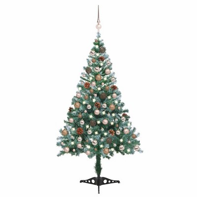 Frosted Pre-lit Christmas Tree with Ball Set Pinecones 59.1"