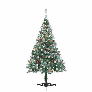 Frosted Pre-lit Christmas Tree with Ball Set Pinecones 59.1" - 1 of 4