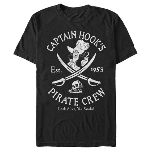 Men's Peter Pan Captain Hook's Pirate Crew T-shirt - Black - 4x