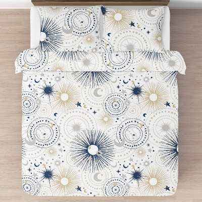 Celestial Blue and Gold Microfiber Full Bedding Set
