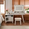 APRILSOUL 51.00"3-in-1 Vanity Desk with Lighted Flip-Top Mirror & Adjustable Cabinet, Makeup Dressing Table - 3 of 4