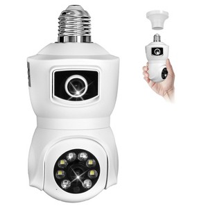 iMountek"1080P WiFi Dual Lens Security Camera with AI Human Detection, Night Vision & Two-Way Audio"White - 1 of 4