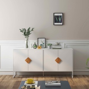 MAYEERTY Solid Wood Sideboard, 4 Doors Double Storage with Special Square Handle - 1 of 4