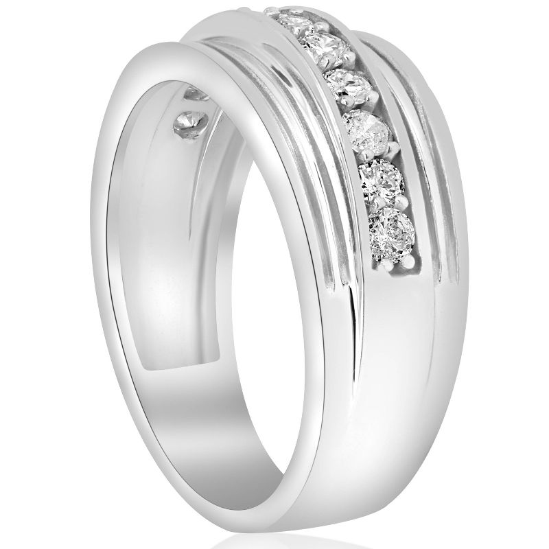 Pompeii3 1/2 Carat Mens Diamond Wedding Ring 10K White Gold, 3 of 7