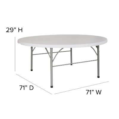 70.9" Round Gray Metal Folding Table with Powder Coated Legs