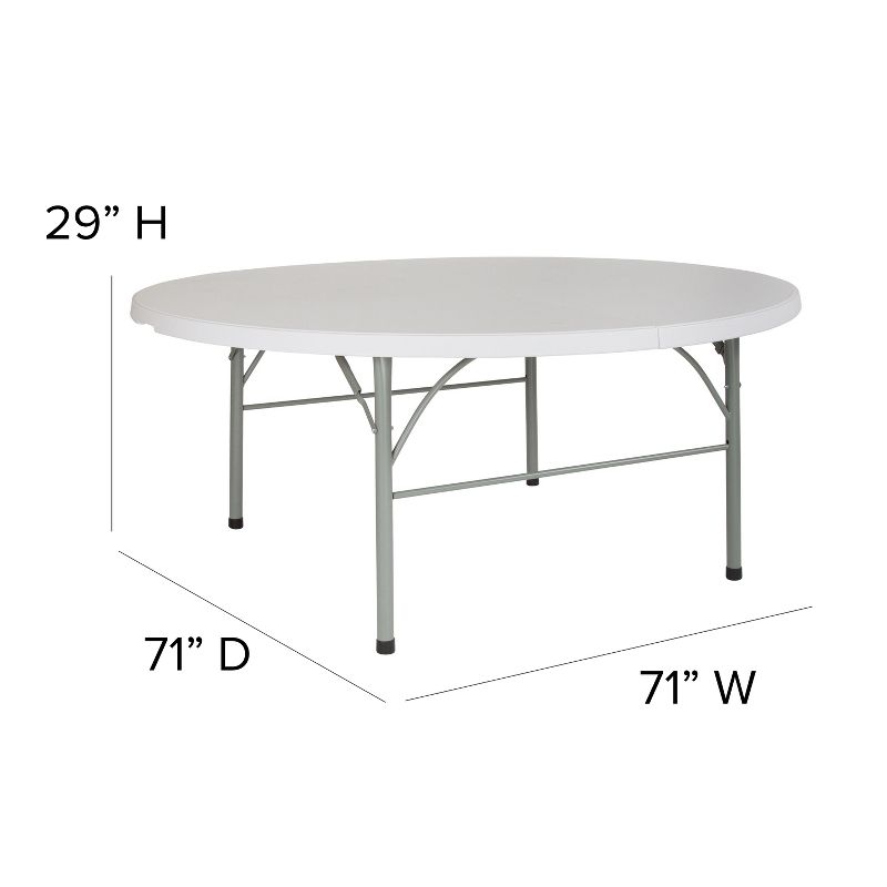 Flash Furniture 6-Foot Round Bi-Fold Granite White Plastic Banquet and Event Folding Table with Carrying Handle, 5 of 11