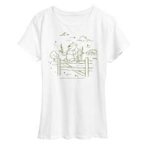 Women's - Winnie the Pooh - Piglet Sitting on Fence Short Sleeve Graphic T-Shirt - 1 of 4