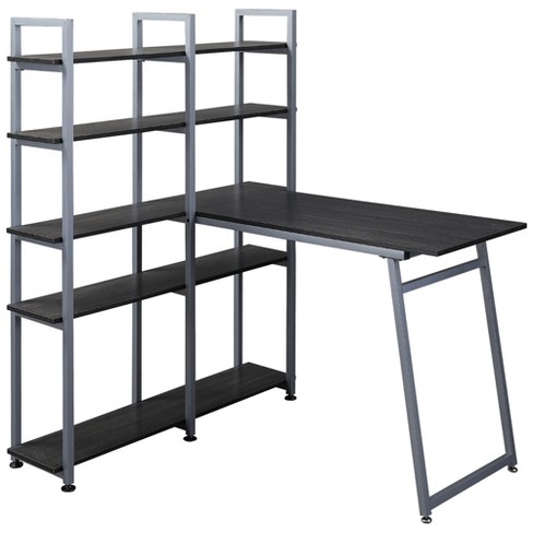 HOMCOM Corner Computer Desk with Steel Frame for Small Spaces