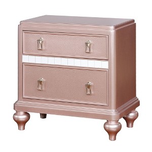 Royal Hampton Solid Wood Night Stand With Mirror Trim, Pink - 1 of 4