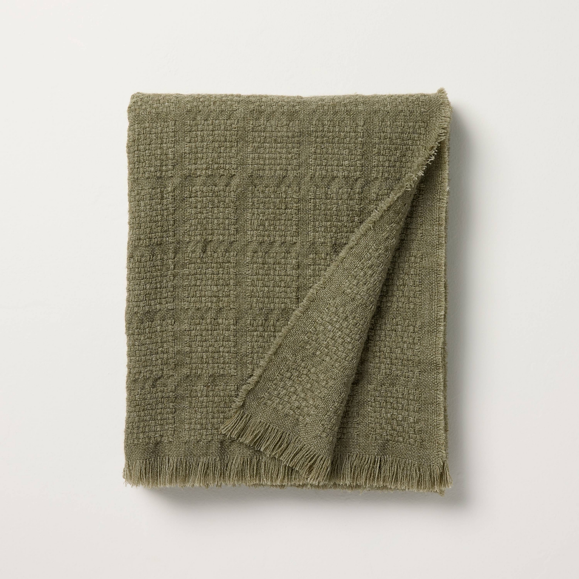 Woven Grid Throw Blanket Green - Hearth & Hand™ with Magnolia