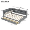 CAVINAS Twin Size Bed Modern Wooden Bed Frame with Upholstery Headboard, Rotatable Storage Board, 2 Drawers and Shelves for Bedroom - 4 of 4