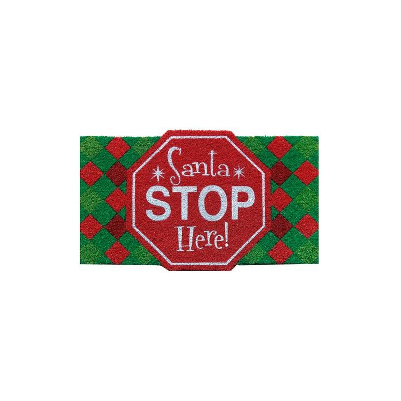 Santa Stop Here Coir Christmas Doormat 30" x 18" Indoor Outdoor Briarwood Lane, 1 of 4