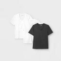 Women's Short Sleeve V-Neck 3pk Bundle T-Shirt - Universal Thread™ White/White/Gray