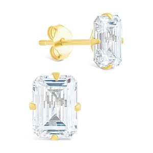SHINE by Sterling Forever Sterling Silver Emerald Cut Prong Set Stud Earrings - 1 of 4