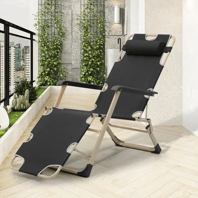 NicBex 2-in-1 Foldable Outdoor Lounge Chair, Patio Chaise Lounge with 2 Adjustable Feet Positions for Patio, Pool, Backyard, Beach