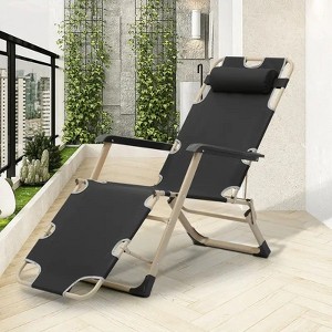 NicBex 2-in-1 Foldable Outdoor Lounge Chair, Patio Chaise Lounge with 2 Adjustable Feet Positions for Patio, Pool, Backyard, Beach - 1 of 4