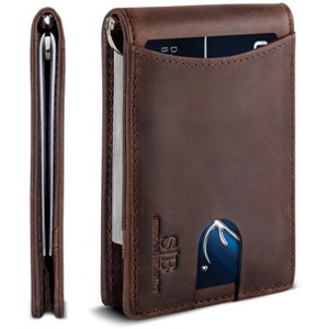 Generic RFID Blocking Slim Bifold Genuine Leather Minimalist Front Pocket Wallets for Men - 1 of 4