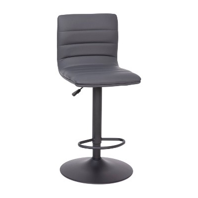Gray Adjustable Swivel Bar Stool with Metal Frame