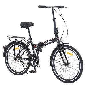 Kumasinova 24" Folding Bike,Single Speed Steel Frame Commuter Bike with Fenders,Adjustable Saddle,V-Brake Portable Bicycle for Men & Women - 1 of 4