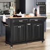 Wood Top Kitchen Island Cart with Wheels, Drawers, Spice Rack, Rolling Storage Cabinet for Kitchen or Dining-The Pop Home - 3 of 4