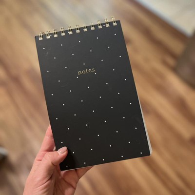 Top Spiral Bound Notebook, White + Black Pindot