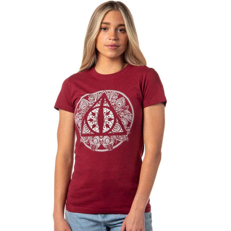 Harry Potter Womens' The Deathly Hallows Henna Design Graphic T-Shirt, 1 of 5