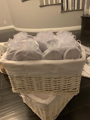 Set of Three Wicker Nursery Baskets with Liners - White - Badger