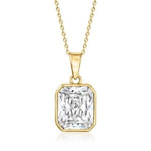 Ross-Simons 6.00 Carat Radiant-Cut CZ Pendant Necklace in 18kt Gold Over Sterling Size 18 - 1 of 3