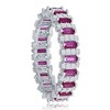 Bella Silver Sterling Silver Round & Baguette Eternity Band Ring - Ruby CZ - Available Sizes:  9 ,  8 ,  7 ,  6 - 2 of 3