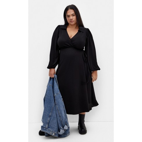 Women's Plus Size Arizona Wrap Dress - black | CITY CHIC - image 1 of 4