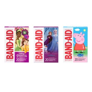 Band-Aid 20ct Disney Princess Adhesive Bandages + 20ct Disney Frozen Adhesive Bandages + 20ct Adhesive Peppa Pig Bandages - 1 of 4