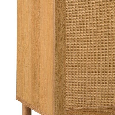 Sango Orre Contemporary Mixed Material Rattan 2-Door Cabinet, Brown