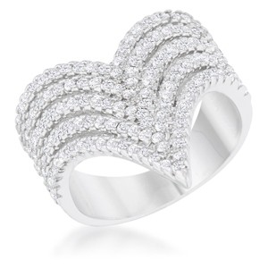 Slickblue Vintage-Inspired 1.42ct CZ Cocktail Ring for Women, Rhodium-Plated, V-Shape Design, Sizes 5-10 - 1 of 4