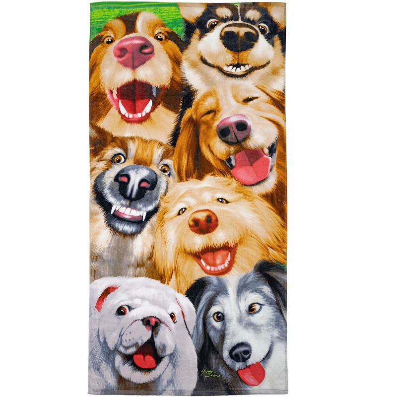 Dawhud Direct 30" x 60" Funny Cat and Dog Beach Towel, 1 of 5