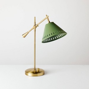 Hinge Desk Table Lamp Green/Brass - Hearth & Hand™ with Magnolia - 1 of 4