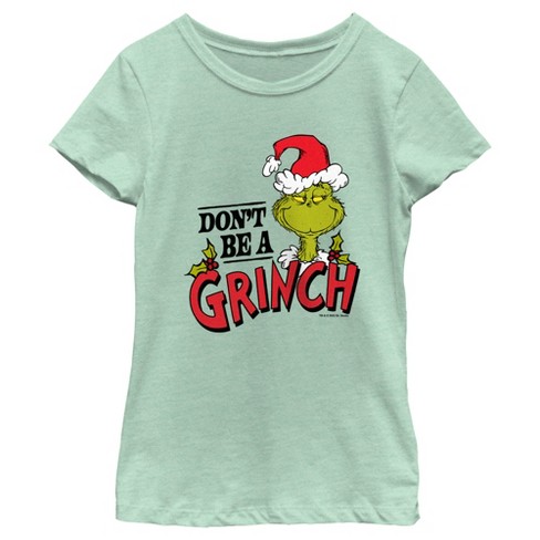 Girl's Dr. Seuss Christmas Don't Be A Grinch T-shirt - Mint - Large ...