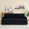 Modern 88.6" Corduroy Deep Seat Sofa Bed with 4 Throw Pillows, Comfy 3-Seater Reclining Couch for Living Room or Small Spaces – The Pop Home - 2 of 4