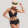 Anna-Kaci Swim Women's Adjustable Drawstring Bikini Top with High Waist Bottoms for a Sleek and Flattering Two-Piece Swim Set - 4 of 4