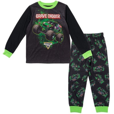 Monster Jam Grave Digger Pajama Shirt and Pants Sleep Set Little Kid