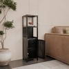 GlasFlength 52" Bathroom Storage Cabinets Bathroom Floor Cabinet Freestanding Tower Cabinet with 2 Tier Shelves for Bathroom, Black - 3 of 4