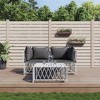 vidaXL White Stainless Steel and Woven Fabric Patio Lounge Set - 3 Piece Contemporary Outdoor Furniture with Comfortable Cushions and Modular Design - 2 of 4