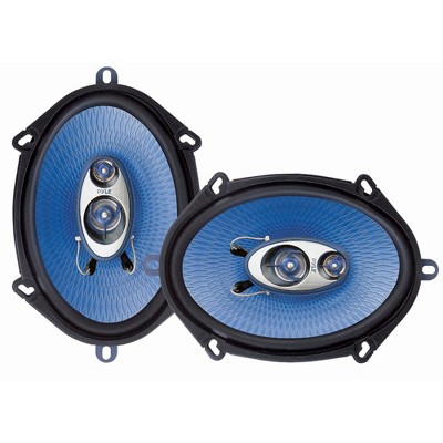 Pyle PL573BL 5 x 7 Inch 300 Watt Peak Power 3 Way Triaxial Vehicle Car Audio Stereo Speaker Pair with Protective Grill and Installation Hardware, Blue